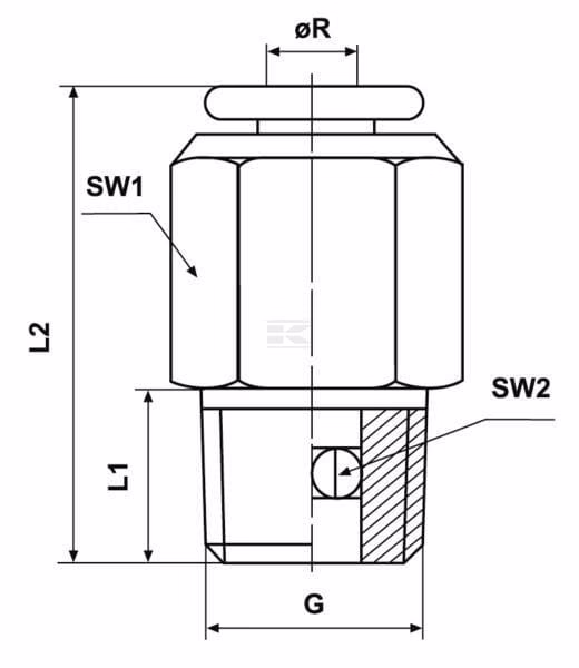 Conector rápido Ø 6mm reto, rosca macho M8x1, Kramp 2 Conector rápido Ø 6mm reto, rosca macho M8x1, Kramp
