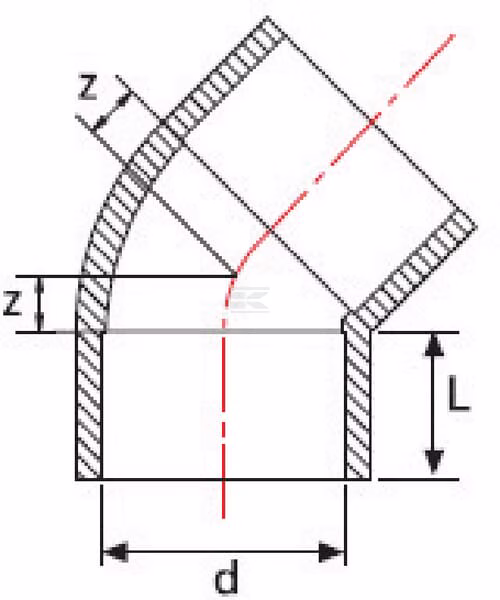 PVC codo 45° 160x160mm 4 Codo 45⁰ PVC 25 mm