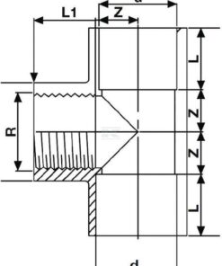 Pieza T 90⁰ PVC 25mmx3/4" IG