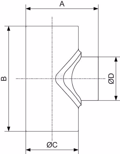 Prevost T piece 40x20x40 90° 2 Prevost T piece 40x20x40 90°