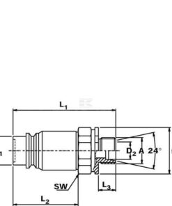 Racor rápido de fondo plano macho M22