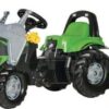 Tractor a pedales Deutz Fahr con cargador frontal y remolque, RollyKid, Rolly Toys