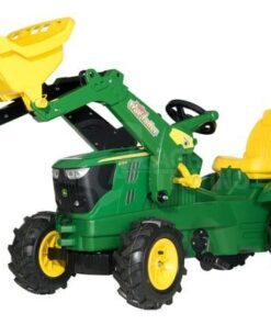 Tractor a pedales con cargador frontal, John Deere 6210R, con neumáticos, a partir de 3 años, Rolly Toys