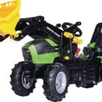 Tractor a pedales con cargador frontal, Deutz Agrotron 7250 TTV, con freno, engranajes y neumáticos, a partir de 3 años, Rolly Farmtrac de Rolly Toys