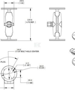Soporte de montaje doble universal con dos placas redondas, bola B/1" 8 Soporte de montaje doble universal con dos placas redondas, bola B/1