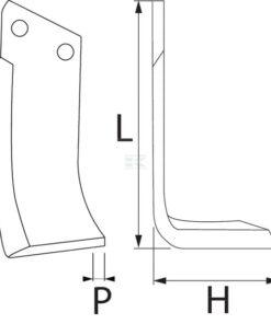 Cuchilla rotavator 205x115x80 mm, 8 mm de grosor, válida para Maletti