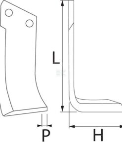 Cuchilla rotavator 198x109x70 mm, 8 mm de grosor, válida para Maletti