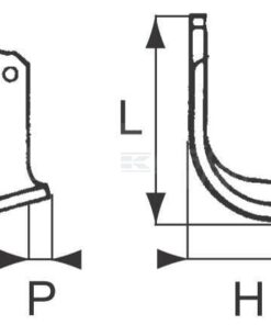 Cuchilla rotavator 224x140x80 mm, 8 mm de grosor, válida para Maschio