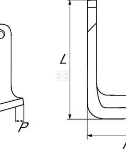 Cuchilla rotavator 224x140x80 mm, 8 mm de grosor, válida para Maschio