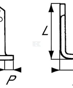 Cuchilla rotavator 170x95x60 mm, 6 mm de grosor, válida para Agria