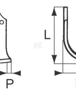 Cuchilla rotavator 223x145x90 mm, 8 mm de grosor, válida para Maschio