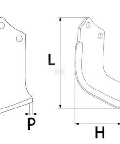 Cuchilla rotavator 196x135x80 mm, 6 mm de grosor, válida para Maschio
