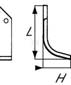 Cuchilla rotavator 190x110x60 mm, 6 mm de grosor, válida para Muratori