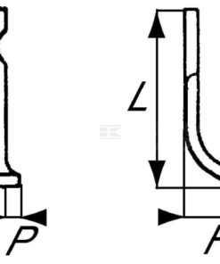 Cuchilla rotavator 266x104x40 mm, 8 mm de grosor, válida para Kuhn