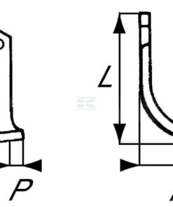 Cuchilla rotavator 185x115x70 mm, 6 mm de grosor, válida para Valpadana