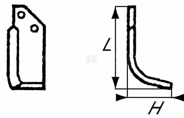 Cuchilla rotavator 205x130x80 mm, 6 mm de grosor, válida para Howard