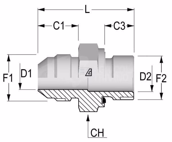 Reductor JIC/ Metr. 9/16"x M16 3 Reductor JIC/ Metr. 3/4" x M18