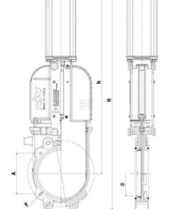 Válvula de guillotina 6" GLADIO, neumática con sensores