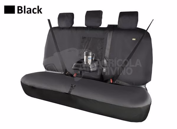 Funda de asiento, trasera, negra, 3 reposacabezas fijos, bandeja abatible, apta para FordRanger 1 Funda de asiento, trasera, negra, 3 reposacabezas fijos, bandeja abatible, apta para FordRanger