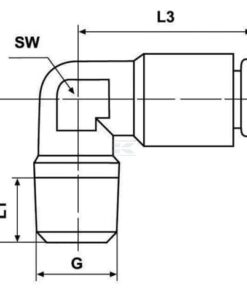 Conector rápido Ø 4 mm 90° rosca macho M10x1, Kramp