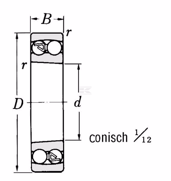 Self-aligning ball bearing 25x52x18mm SKF