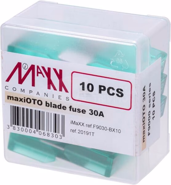 Fusible tipo Maxi 32V 30A Longitud 34,3mm verde paquete 10 unidades iMaXX