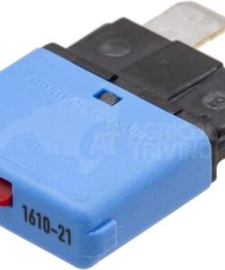 Fusible Térmico de reinicio manual 28V 15A Longitud 34,4mm azul