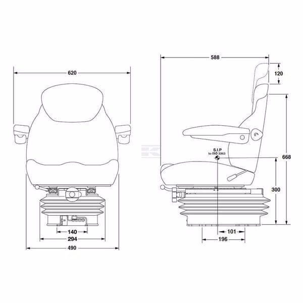 Asiento con suspensión mecánica, KAB 11/E6, tela