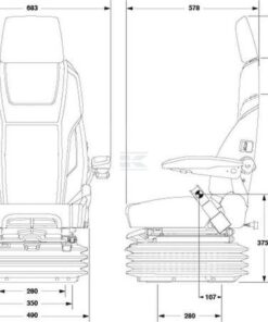 Asiento con suspensión neumática en textil KAB 65K4 para maquinaria de construcción