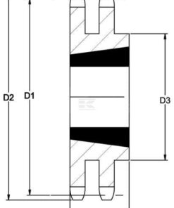 Piñón doble 15 dientes para paso cadena 3/4" 12 B-2 para buje Taperlock 1610 Kramp