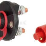Interruptor de batería redondo, negro, M8, 12/24 V, 150 A/500 A (5 seg.), IP40