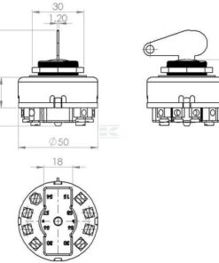 Interruptor de encendido con llave, 12/24 V, 4 posiciones, 16 A, terminales de tornillo