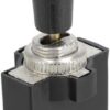 Interruptor basculante, encendido-apagado-encendido, 12-24 V CC, 10 A, 125-250 V CA, 2 A, 3 pines, terminales planos, tuerca metálica, tapa de plástico 4 Interruptor basculante, encendido-apagado-encendido, 12-24 V CC, 10 A, 125-250 V CA, 2 A, 3 pines, terminales planos, tuerca metálica, tapa de plástico