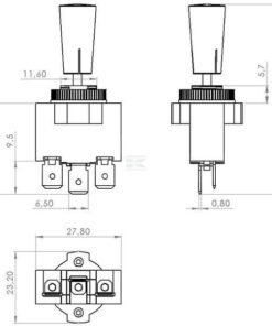 Interruptor basculante, encendido-apagado-encendido, 12-24 V CC, 10 A, 125-250 V CA, 2 A, 3 pines, terminales planos, tuerca metálica, tapa de plástico 7 Interruptor basculante, encendido-apagado-encendido, 12-24 V CC, 10 A, 125-250 V CA, 2 A, 3 pines, terminales planos, tuerca metálica, tapa de plástico