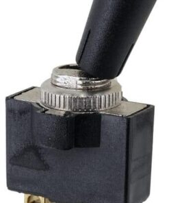 Interruptor basculante, encendido-apagado-encendido, 12-24 V CC, 20 A, 125-250 V CA, 2 A, 3 pines, terminales roscados, tuerca metálica, tapa de plástico