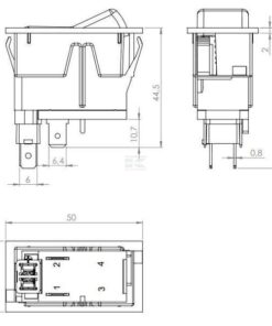 Interruptor basculante, (I)-0, apagado, 12 V, 2 pines, lavaparabrisas