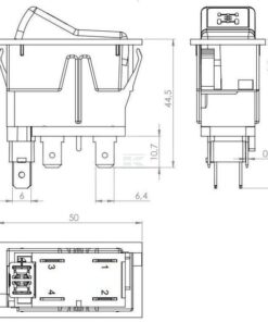 Interruptor basculante, I-0, on-on, 12 V, 4 polos, tracción total