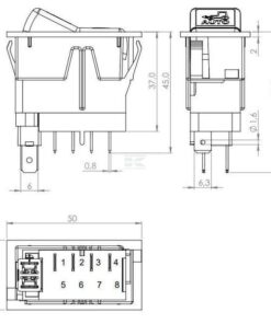 Interruptor basculante, (I)-0-(II), MOM ON-OFF-MOM ON, 12 V, 4 pines, opciones de tracción delantera