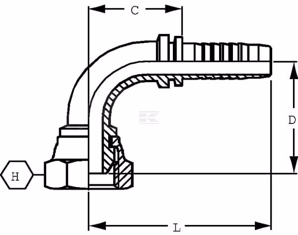 Racor para engastar DN8 - 10L/M16 90°