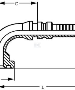 Racor de prensado 4SH-DN50 con brida SAE ø71,4 mm a 90°