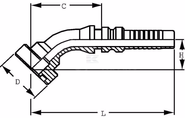 Racor de prensado 4SH-DN32 con brida SAE ø54,0 mm a 45° 3 Racor de prensado 4SH-DN32 con brida SAE ø54,0 mm a 45°