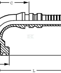 Racor de prensado 4SH-DN40 con brida SAE ø79,4 mm a 90° 6 Racor de prensado 4SH-DN40 con brida SAE ø79,4 mm a 90°