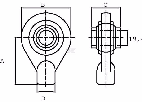 Rótula para soldar G25,7 KR L=40 mm