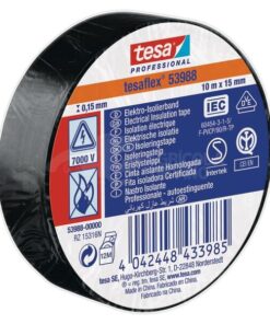 Cinta aislante, negra, 10 m x 15 mm TesaFLEX®