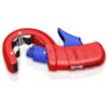 KNIPEX 90 23 01 BK DP50 Cortatubos para tubos de desagüe de plástico de pared fina 202 mm 11 KNIPEX 90 23 01 BK DP50 Cortatubos para tubos de plástico usados en instalaciones domésticas y bajantes recubiertos de plástico 202 mm