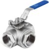 Válvula de bola de 3-vías T 3/8" , acero inox.
