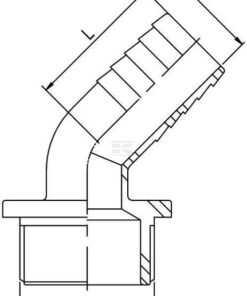 Racor para manguera 45° 40mm x 1 1/2