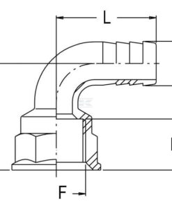 Racor para manguera 90° 22mm x 3/4