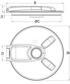 Tapa abatible Ø 457mm 7 Tapa abatible Ø 357mm