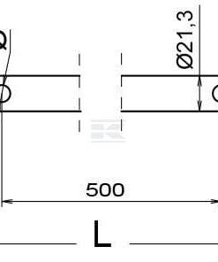 Tubo de acero inoxidable 1/2" 57cm agujeros 2x Ø7 7 Tubo de acero inoxidable 1/2
